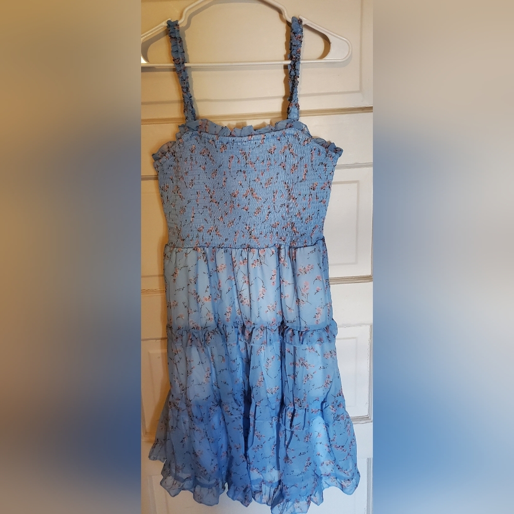 Blue Floral Ruffle Dress - Picture 5 of 7